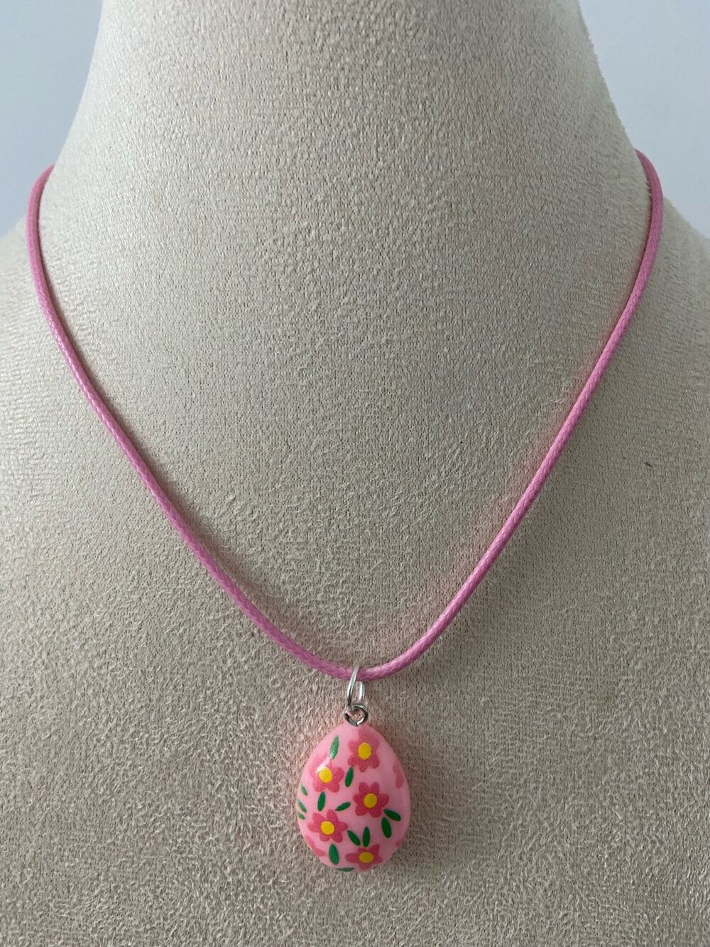 pink easter egg pendant necklace